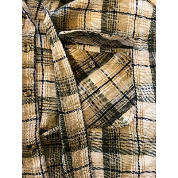 Zone Flannel Shirt Plaid Size XL Vintage Thick Heavy Weight Black Brown Beige - Picture 7 of 9